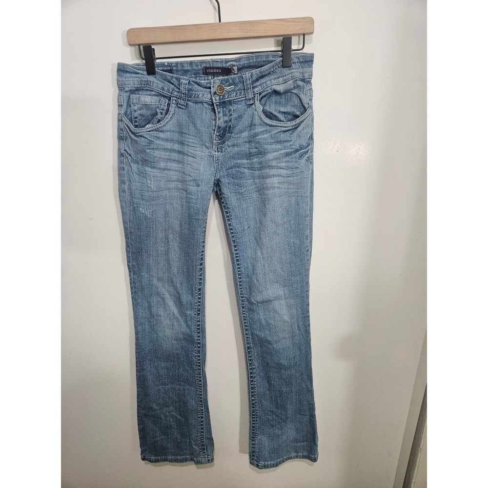 Vigoss New York Bootcut Jeans Light Wash Flap Pocket Denim Womens Size 5